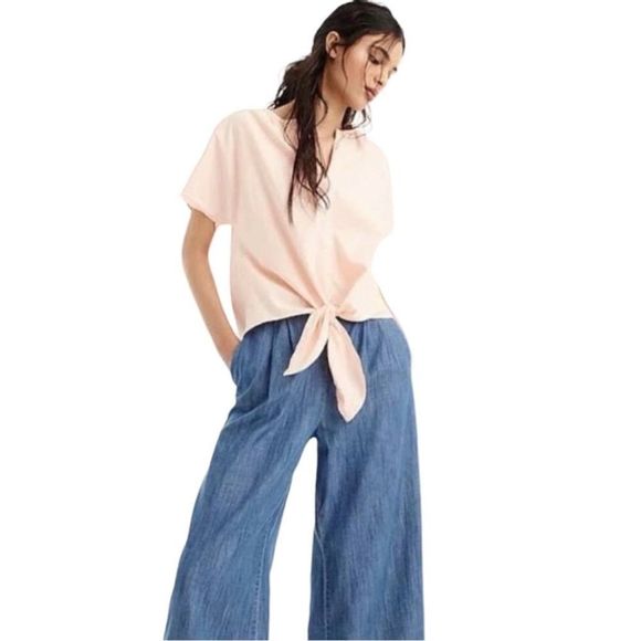 J. Crew Women’s Peach Button & Tie Top Sz S - Picture 1 of 9
